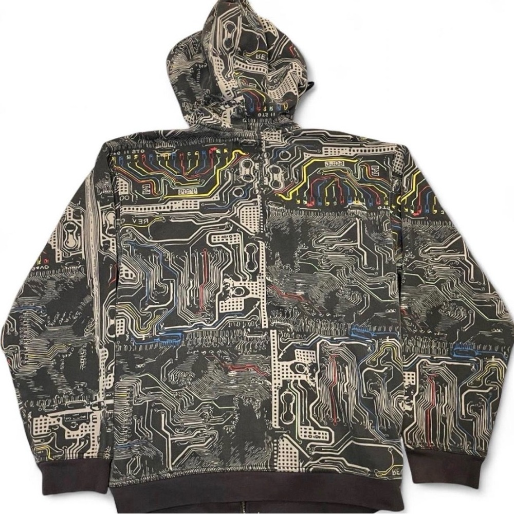 SOLD Vintage Y2K All Over Print Circuit Board Zip Up Hoodie - Picture 2 of 4